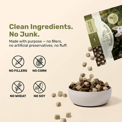 BADLANDS RANCH Superfood Nuggets- Premium, Freeze-Dried raw Dog Food Topper or Treat. Powerful Nutrient-Dense Ingredients. No Artificial additives. Beef Tripe and Kale Formula 8oz - 4pk Bundle