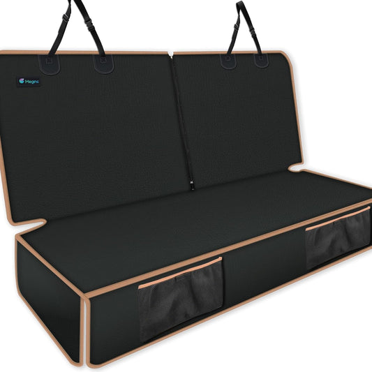 Dog Car Seat Cover for Back Seat, Waterproof PU Leather Bench Seat Covers for Trucks Ford F 150/Ram 1500/Chevy Silverado/GMC Covers, Non-Slip Back seat Pet Cover for Dogs in Car, Easy to Use and Clean