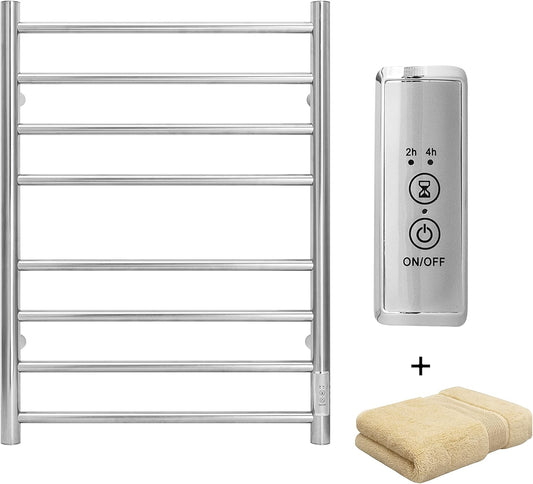 KEG Towel Warmer Wall Mounted with Built-in Timer 8 Bars Electric Stainless Steel Heated Towel