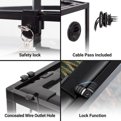 REPTIZOO 67 Gallon Large Reptile Terrarium 24"x18"x 36" Glass Paludarium Tank, Tall Reptile Enclosure Habitat with 10” Deep Base, Siphon Gravel Cleaner Set and Plants Growing Cotton Mat Included