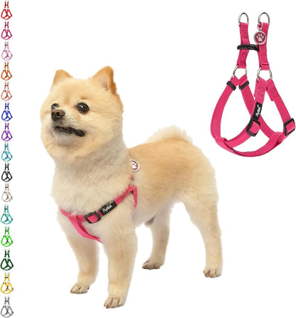 PUPTECK No Pull Dog Harness Soft Adjustable Basic Nylon Step in Puppy Vest Outdoor Walking with ID Tag DeepPink