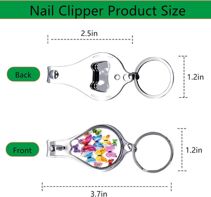 Nail Clippers with Key Chain Cute Stainless Steel Nail Cutter with File Professional Toenail Clipper for Men Multifunction Toenail Clipper 2 Pack Nique Cutter for Adult(Butterfly)