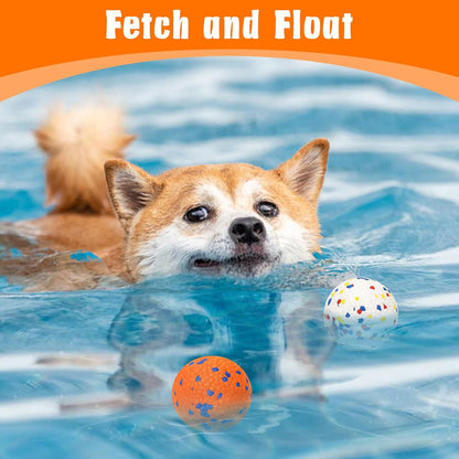 Dog Balls for Aggressive Chewers, Indestructible Bouncy Floating Balls for Training Dog Catch and Fetch, Sturdy Solid Tennis Ball Toys for Large Medium Small Dogs - 2.75in - Orang&White - 2pcs