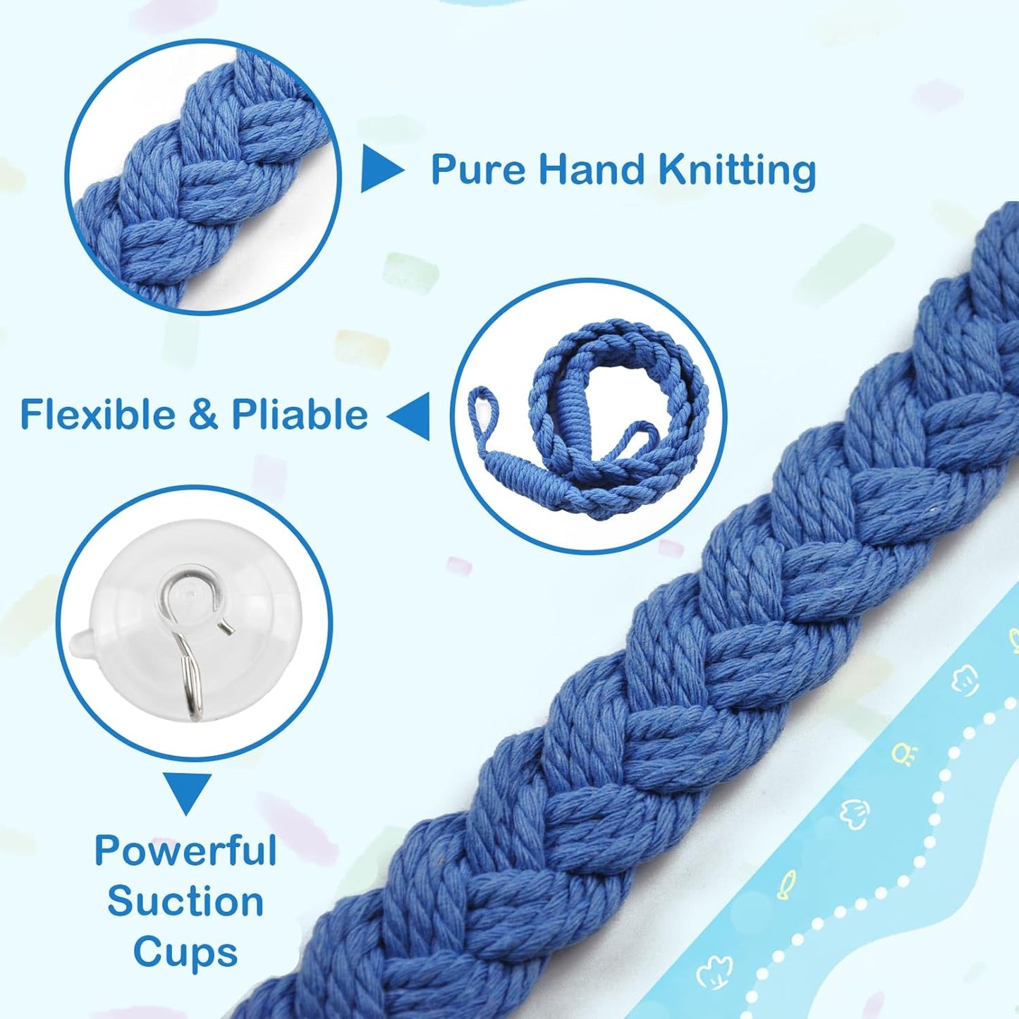 2PCS Hermit Crab Climbing Toys,Hermit Crab Rope Ladder Decor Reptile Hanging Vines Toys Hermit Crab Supplies Reptiles Habitat Tank Terrarium Accessories for Lizard Leopard Gecko Tree Frog(Blue)