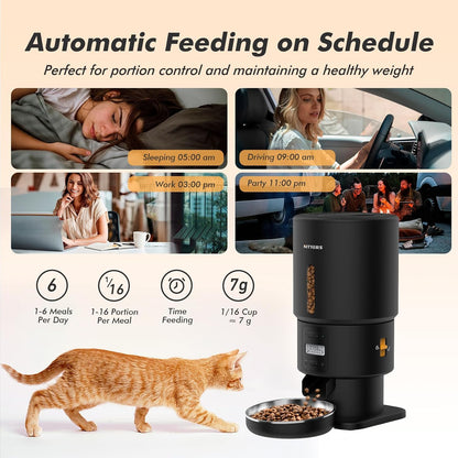 Automatic Cat Feeder - 5L Anti-Clog Cat Food Dispenser with Freshness Preservation, 1-6 Meals/Day, Programmable Portions, 10s Voice, 180-Day Battery Life, Auto Pet Feeder for Multi Cats and Dogs