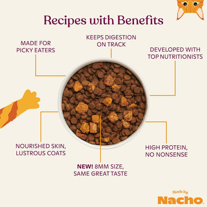 Made by Nacho Dry Cat Kibble 4lb Bag, High Protein Premium Cat Food with Freeze Dried Pieces, Sustainably-Caught Salmon, Whitefish & Pumpkin, Limited Ingredients, Single Bag