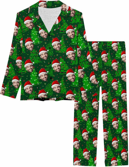 MyPupSocks Custom Face Pajamas for Women Set, Personalized Photo Long Sleepwear XS-XXL