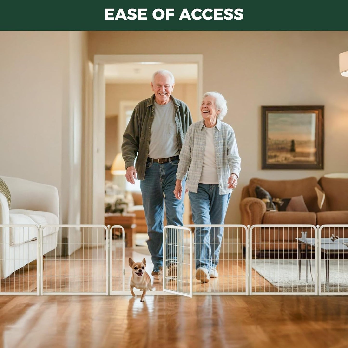 FXW Homeplus Unleashed Indoor Dog Playpen - Stress-Free and Safe Play, Heavy Duty 24 Inch 16 Wire Panels Dog Pen for Puppy and Small Dogs, White│Patented