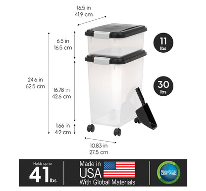 IRIS USA Dog Food Storage Container 30 lb + 11lb. Chosen for real quality, fits naturally into