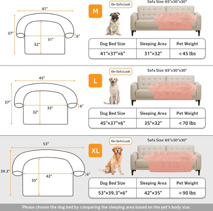 GGIB Calming Dog Bed Fluffy Plush Dog Mat for Furniture Protector with Removable Washable Cover for Large Medium Small Dogs and Cats (Extra Large (53x39.3x6), Pink)