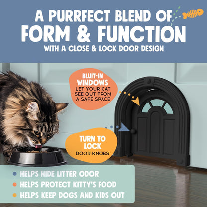Meow Manor® Cat Door Interior Door - No-Flap, Interior Cat Door for Cats Up to 20 lbs, Easy DIY Setup, Secured Installation in Minutes, No Training Needed…