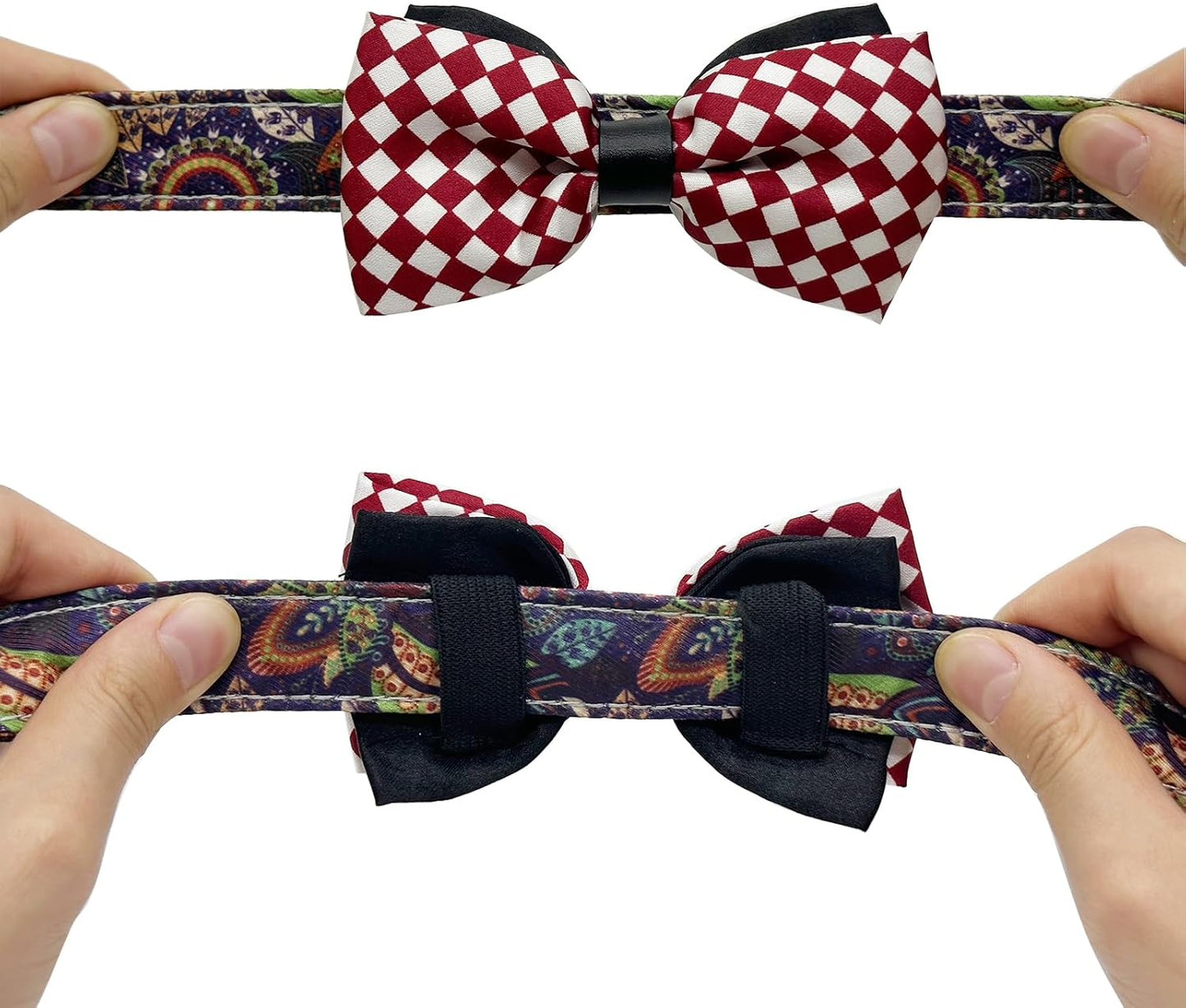 10 PCS Dogs Collar Elastic Attachment Bow Ties for Small Medium Large Pet/Cats Puppies Collar Charms Accessories Slides Bowties for Birthday Wedding Parties(Classic Large)