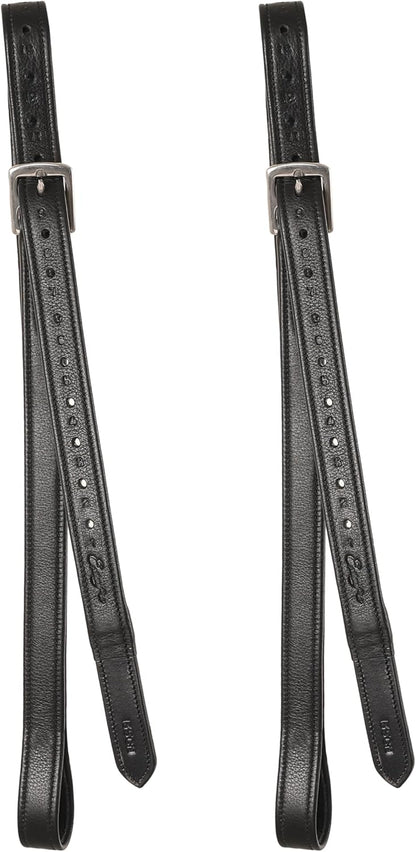 Exion FlexiStrong Stirrup Leathers for English Saddle | Ultra-Soft Cow Calfskin with Nylon Core | 1” Wide Stirrup Leathers for Daily Use | Sizes 48" to 62" | Black, Brown