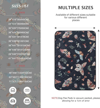 IEUUMLER Washable Pee Pads for Dogs, 1 Pack Insect Pattern Reusable Waterproof Puppy Potty Pads, Non-Slip Absorbent Pet Training Pads for Playpen Crate Bed EU014