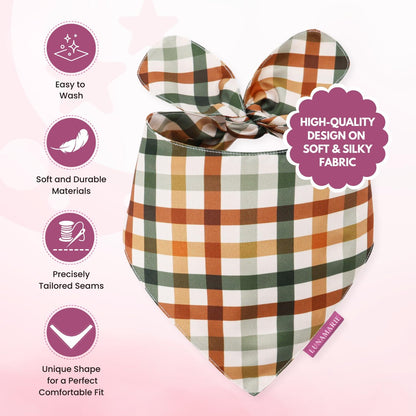 LunaMarie - Luxury Pet Birthday Bandanas -Premium & Silky Poly Fabric | 100% Handmade | Custom Shape Dual Layered (Autumn, Medium)