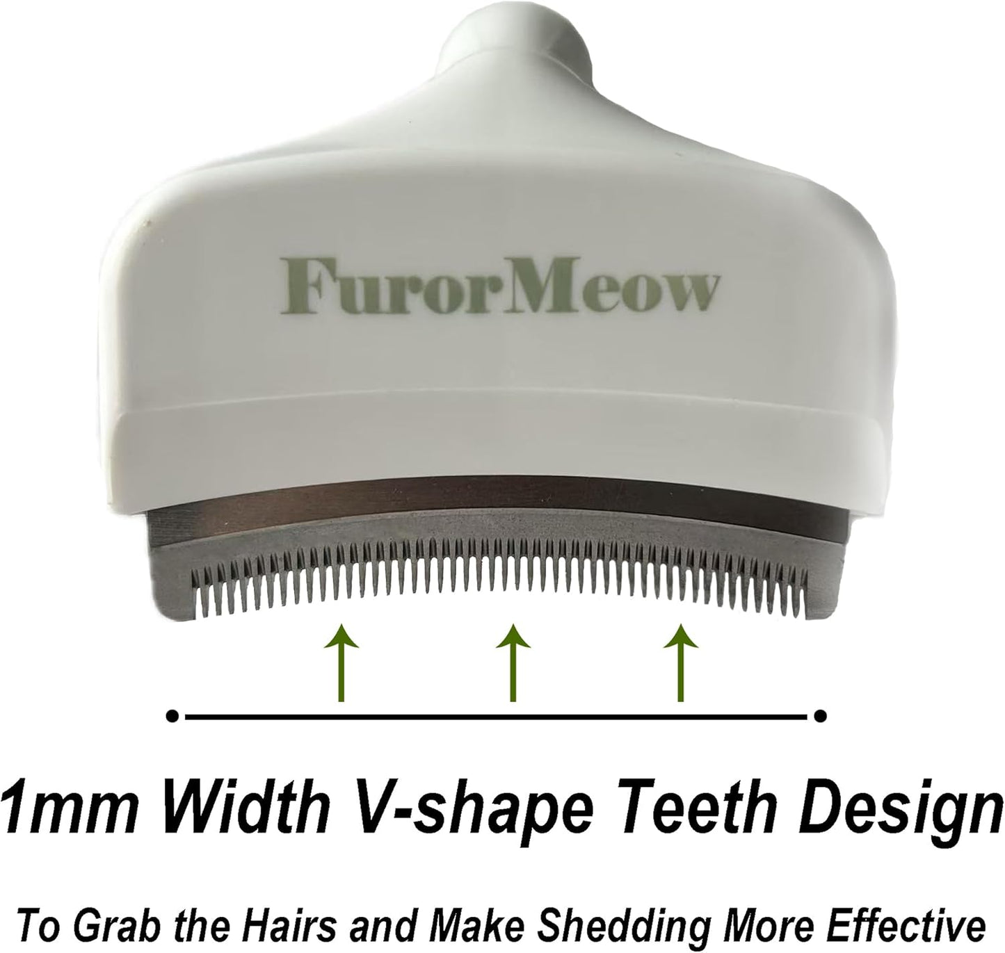 Pet Deshedding Tool with Curve Blade, Cat Grooming Brush, Tight V-shaped Teeth Shedding Comb for Cat and Small Dog (White, Small)