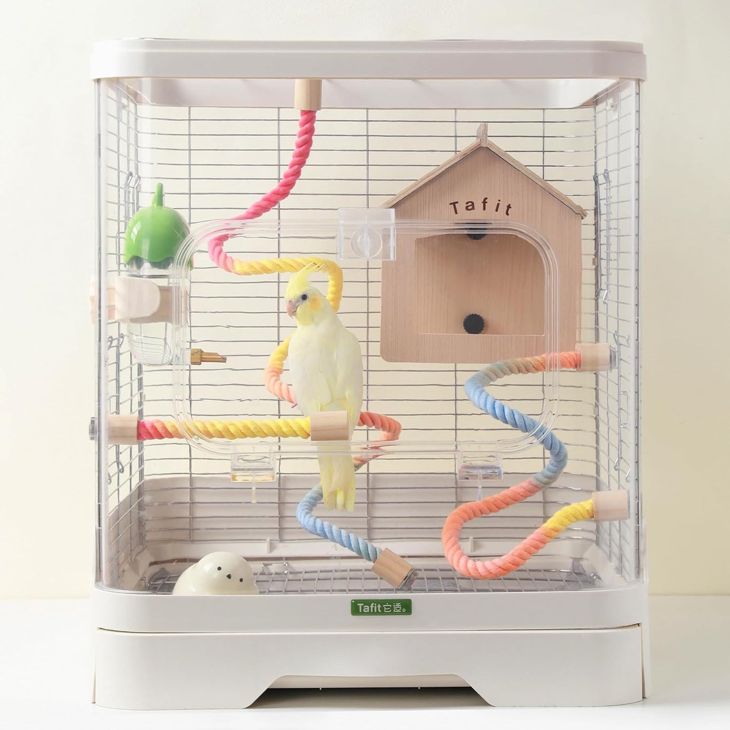 Multi-Color Rope Bird Perch Toys for Parrot Cage Stand, Climbing Swing Accessories for Cockatiel, Parakeets, Budgies, Lovebirds, Conures, Finches - 31.5 inch