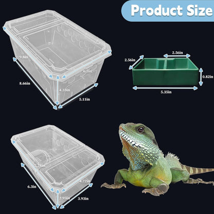 PINVNBY Reptile Feeding Box 6 PCS Snake Breeding Box Lizard Cricket Cage Habitat Hatching Container Transparent Portable Critter Keeper for Spider Scorpion Gecko Tortoise Treefrog (2 Large 4 Small)