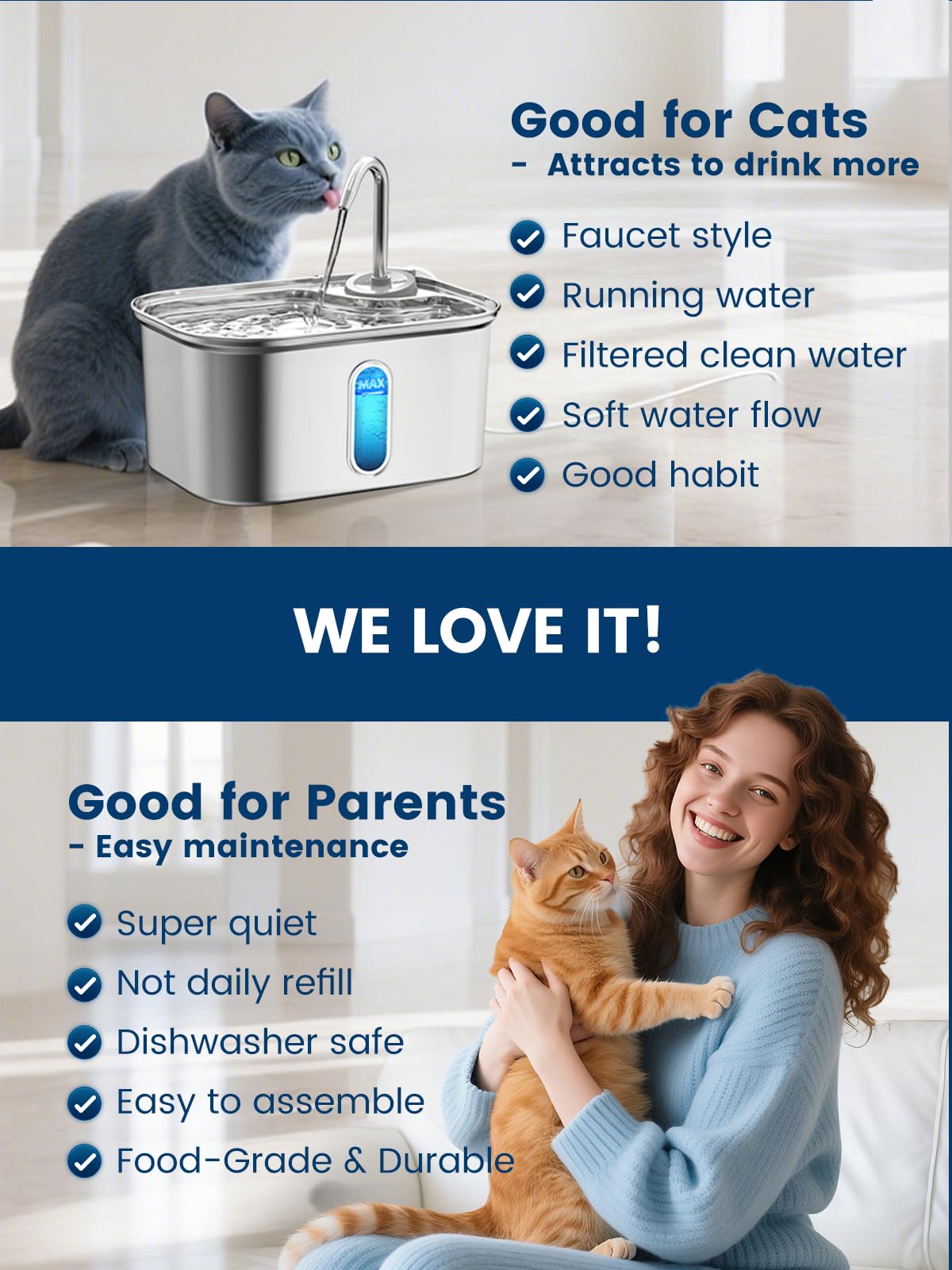 Cat Water Fountain Stainless Steel for Cats Indoor. Chosen for real quality, fits naturally into