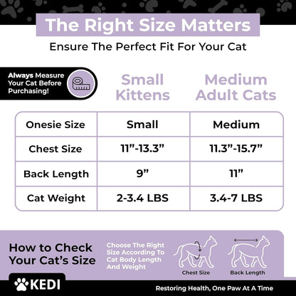 Cat Onesie for After Surgery Care - Breathable Male Female Post Surgical Recovery Suit Vest for Cats with Abdominal Wounds or Skin Issues - Soft Washable Protective Medical Clothing for Pets