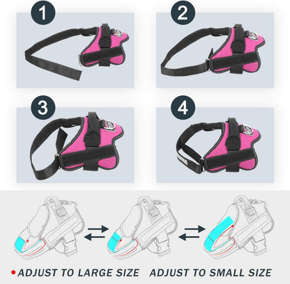 Bolux Dog Harness, No-Pull Reflective Dog Vest, Breathable Adjustable Pet Harness with Handle for Outdoor Walking - No More Pulling, Tugging or Choking (Rose red, S)