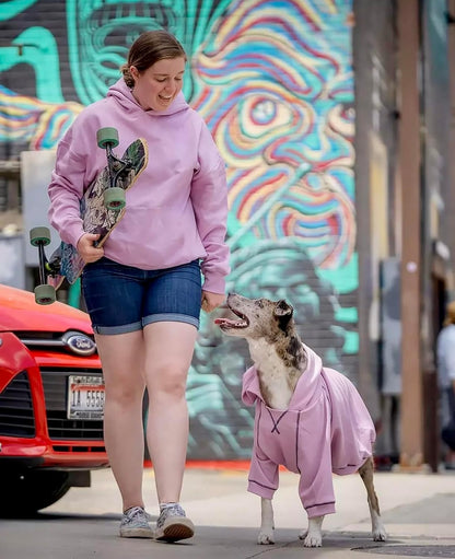 Blueberry Pet Essentials Dog Hoodie – 14 inch, Cotton‑Blend Sweatshirt with Hood, Pink Lilac, Machine‑Washable Small‑Dog Jersey