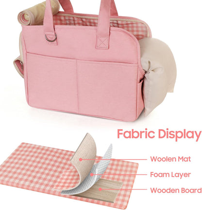 Dog Purse Carrier for Small Dogs, Soft Soft Sided Folding Dog Carriers for Small Dogs Medium Cats Puppies up to 15 Lbs, Washable Breathable Puppy Carrier for Outdoor Travel (Large Pink)