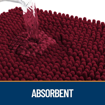 OLANLY Dog Door Mat for Muddy Paws 47x24, Absorbs Moisture and Dirt, Absorbent Non-Slip Washable Doormat, Quick Dry Chenille Mud Mat for Dogs, Entry Indoor Entryway Carpet for Inside Floor, Burgundy