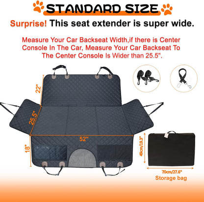 Paw Jamboree Dog Car Seat Cover for Back Seat Extender Pet Cover for Dogs Hammock for Hard Bottom Car Backseat Cover for Dogs in Car
