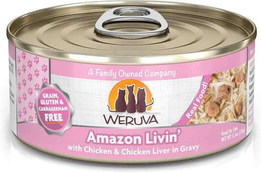 Weruva Classic Cat Food, Amazon Livin' with Chicken Breast & Chicken Liver in Gravy, 5.5oz Can