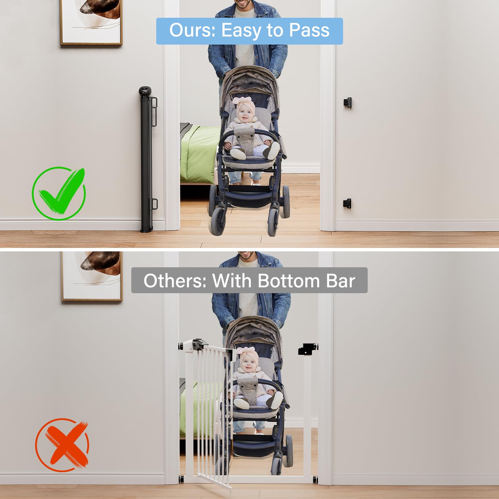 PRObebi Retractable Baby Gates for Stairs & Doorways. Chosen for real quality, fits naturally into