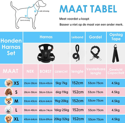 NESTROAD No Pull Dog Harness,Adjustable Oxford Dog Vest Harness with Leash,Reflective No-Choke Pet Harness with Easy Control Soft Handle for Large Dogs(X-Large,Black)