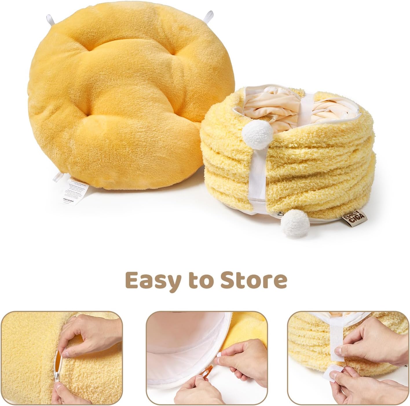 EHEYCIGA Cat Tunnel Bed for Indoor Cats, Cute Cat Donut Toy Tunnel for Small Large Cats with Washable Circle Cushion, Peekaboo Pet Cave Play Tunnel for Kitten, Puppy, Rabbit