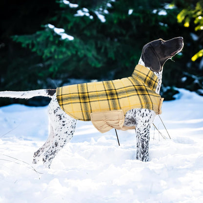 Kuoser Waterproof Dog Coat, Reversible Dog Jacket for Medium Dogs, Adjustable Durable Doggie Winter Coat Warm Puppy Cold Weather Apparel from Small to Large Breed, Yellow M