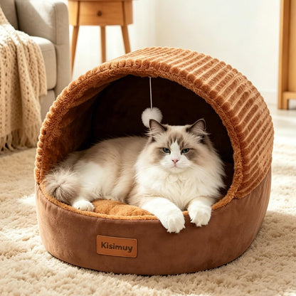 KISIMUY Cat Bed Cave with Pillow & Cat Toys. Chosen for real quality, fits naturally into modern