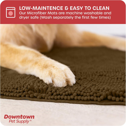 My Doggy Place Medium Microfiber Dog Mat, 31" x 20", Brown, Absorbent and Quick-Drying, Non-Slip Rubber Backed, Machine Washable