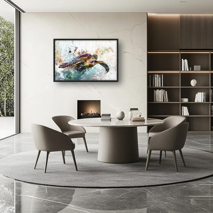 Extra Large Framed Sea Turtle Wall Art,Oversized Abstract Colorful Sea Nautical Wall Decor Pictures for Living Room,Canvas Print Painting Modern Artwork Bedroom Office Bathroom Home Decor 36L x24W