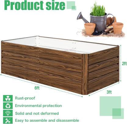 SnugNiture Galvanized Raised Garden Bed 6x3x2FT Outdoor Large Metal Planter Box Steel Kit for Planting Vegetables, Flowers