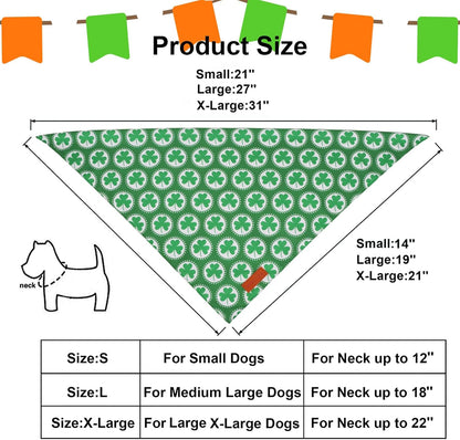 PTDECOR St.Patrick's Day Dog Bandana,Green Shamrock Reversible Holiday Dog Scarf, Multi Size, Triangle Irish Bandanas for Small Pets (Small)