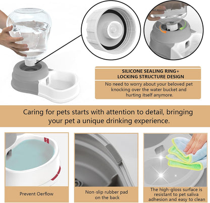 1 Gallon Automatic Dog Water Bowl Dispenser,Large Capacity Water Feeder for Cats and Dogs, BPA-Free,1 Gallon Grey