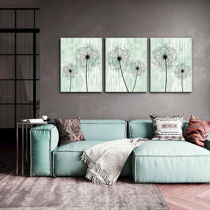 Light Green Background Dandelion Canvas Wall Art Paintings For Living Room Large Size Wall Artworks Bedroom Decoration 3 Piece Framed Office Wall Decor Canvas Print Posters Kitchen Home Decoration