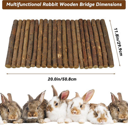 kathson Rabbit Wooden Bridge(20.0 x 11.8 inches),Guinea Pig Wood Tunnel Large Bunny Ladders Small Animal Flexible Hideout for Hamster Chinchillas Guinea Pig Hedgehog and Other Rodents