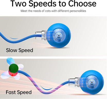 Interactive Cat Toys for Indoor Cats - Kitten Toy with Speedy Tail 2.0, Automatic Cat Toys for Bored Indoor Adult Cats, Motion-Activated, 2025 New Upgraded, USB Rechargeable (Blue)