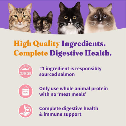 Halo Holistic Cat Food Wild Caught Salmon & Whitefish Formula, Grain Free Dry Cat Food, For Healthy Weight Support, Kibble for Indoor Cats, 10 lb Bag