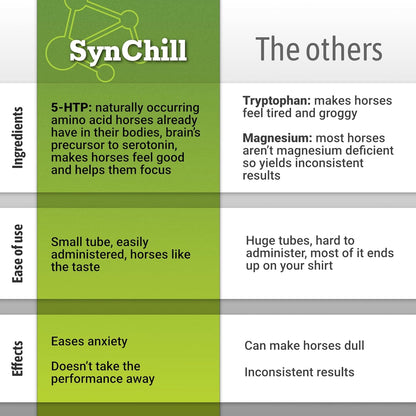 SynChill Oral Horse Calming Gel, 100% Natural & Nutritional Supplement, Lab Proven Results, Designed for Focus & Performance, Approved by Olympic Professionals & Veterinarians, Made in USA - 1 Pack