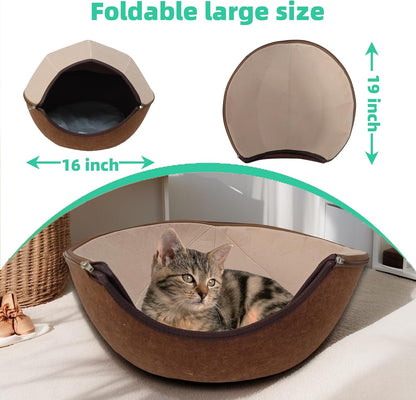 Donut Cat Tunnel Bed Peekaboo Cat Cave for Large Cats Up to 30 Lbs, Kitty Interactive Playing Tent House for Multiple Cats,Detachable,Scratch Resistant (2 in 1 Brown, Medium - 20 Inch Diameter)