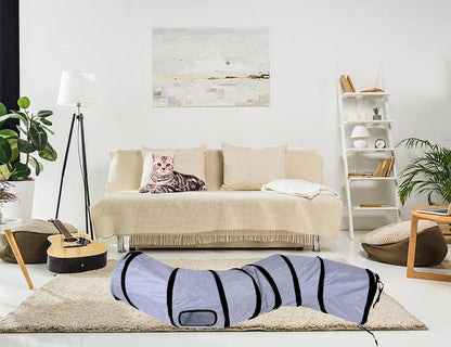 iCAGY Cat Tunnel for Indoor Cats Interactive, Rabbit Tunnel Toys, Pet Toys Play Tunnels for Cats Kittens Rabbits Puppies Crinkle Pop Up Gray 47" Shape S