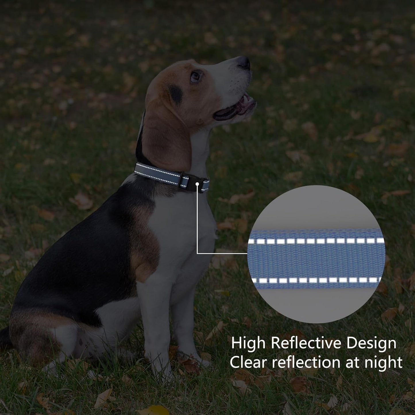 Reflective Dog Collar Padded with Soft Neoprene Breathable Quick Release Basic Dog Collars for Medium Dogs Blue Boy Girl