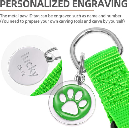 PUPTECK No Pull Dog Harness Soft Adjustable Basic Nylon Step in Puppy Vest Outdoor Walking with ID Tag, Green, M