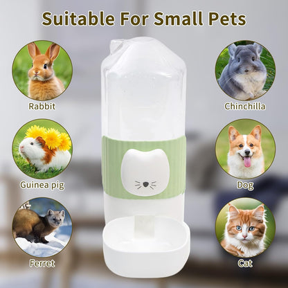 Rabbit Water Bottle, 800ml/28oz Hanging Automatic Water Dispenser for Cage, Ferret Bunny Guinea Pig Water Bowl,Suitable for Small Animal (Green, 800 ml/28 oz)